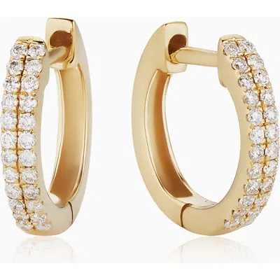 Oradina 14k Gold Twin Row Diamond Mini Hoops In Yellow Gold - Diamonds