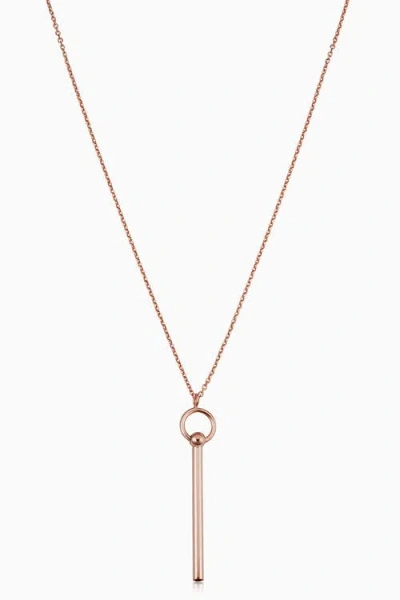 Oradina 14k Rose Solid Gold Villa Pendant Necklace In Rose Gold