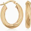 Oradina 14k Gold With A Twist Oval Hoops Earrings In Yellow Gold