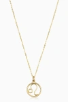Oradina Women's 14k Yellow Solid Gold Zodiac Pendant Necklace In Leo