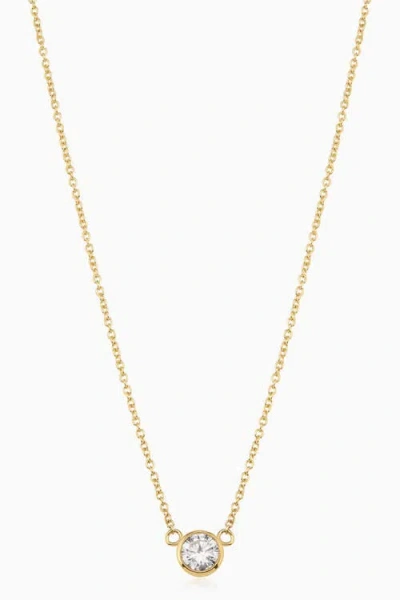 Oradina 14k Solid Gold 0.5 Cttw Luminous Lab Diamond Bezel Necklace