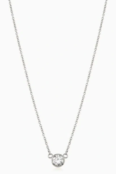 Oradina 14k Solid Gold 0.5 Cttw Luminous Lab Diamond Bezel Necklace In Metallic