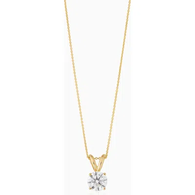 Oradina 14k Solid Gold Luminous 1.5 Carat Lab Diamond Solitaire Necklace
