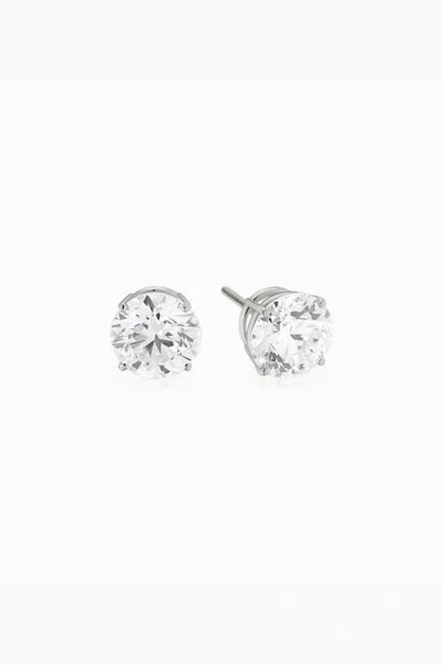 Oradina 14k Solid Gold Luminous 3 Carat Lab Diamond Classic Studs In Metallic