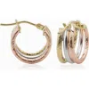 Oradina Women's 14k Yellow Gold Unity Mini Hoops In 14k Tricolor Gold