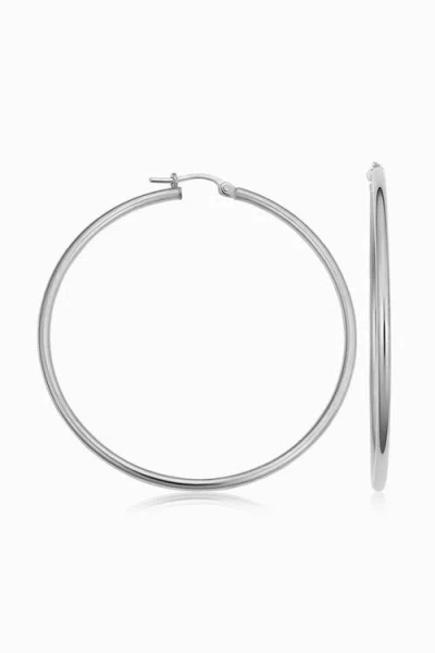 Oradina 14k White Solid Gold Everything Large Hoops In White Gold