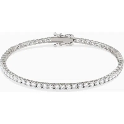 Oradina 14k White Gold Luminous Lab Diamond Tennis Bracelet In Metallic