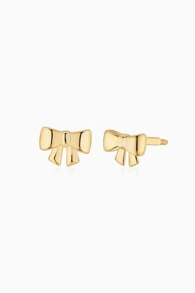 Oradina 14k Yellow Gold Bow Studs Earrings