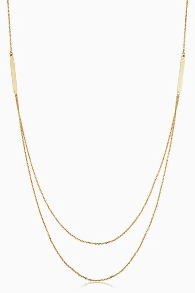 Oradina 14k Yellow Gold Brooklyn Bar Layered Necklace