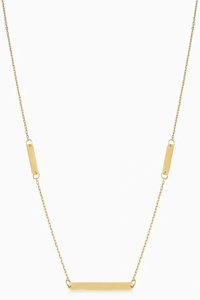 Oradina 14k Yellow Gold Brooklyn Bar Station Necklace