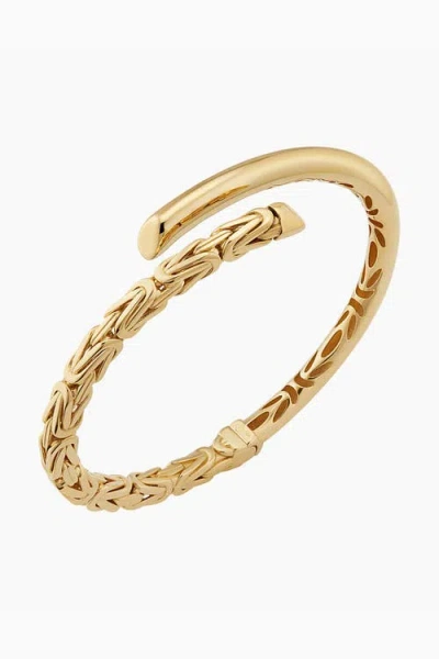 Oradina 14k Yellow Gold Byzantine Bypass Bangle