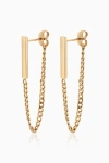 Oradina Women's 14k Yellow Gold Carmine Curb Bar Drop Earrings In Yellow Gold