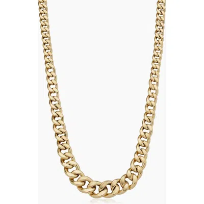 Oradina Women's 14k Yellow Gold Carmine Curb Graduated Necklace