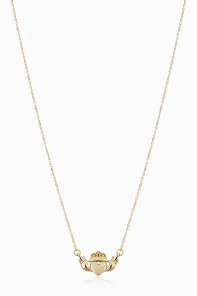 Oradina 14k Yellow Gold Claddagh Pendant Necklace