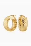 Oradina 14k Yellow Gold Cobra Hoops In Yellow Gold