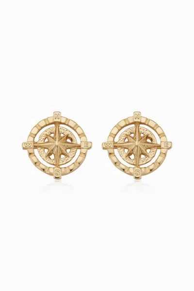 Oradina Women's 14k Yellow Gold Compass Rose Studs
