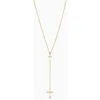 Oradina 14k Yellow Gold Cross My Heart Drop Necklace In Yellow Gold