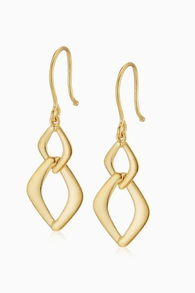 Oradina 14k Yellow Gold Dream Link Drop Earrings