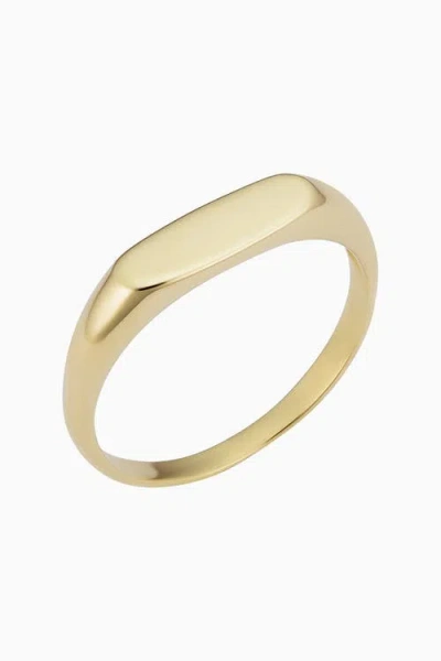 Oradina 14k Yellow Gold Florence Linear Signet Ring