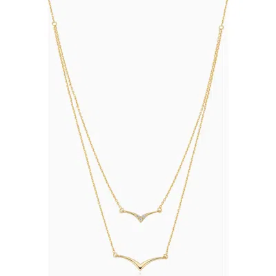 Oradina 14k Yellow Gold Fly High Layered Pendant Necklace