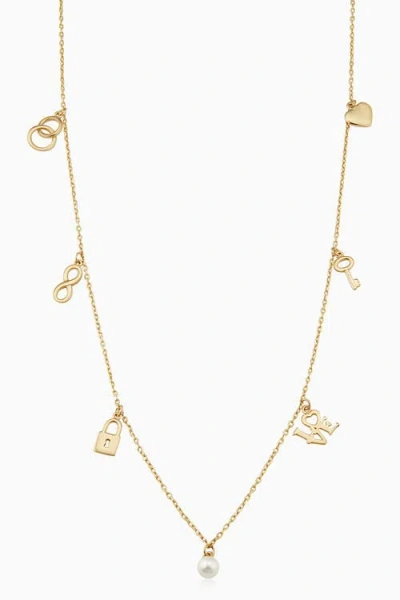 Oradina 14k Yellow Gold Forever Yours Charm Necklace