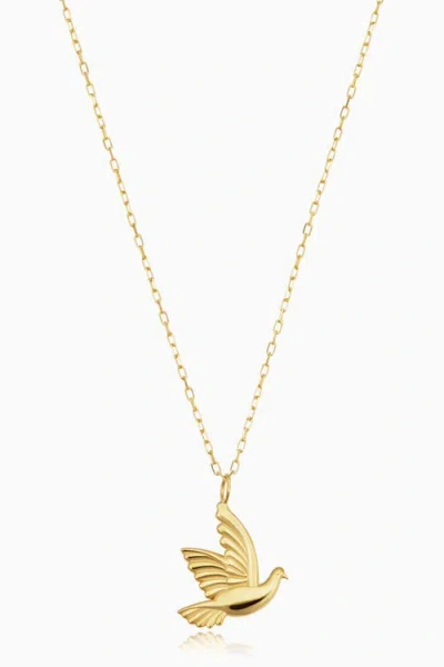 Oradina 14k Yellow Gold Freedom Dove Necklace
