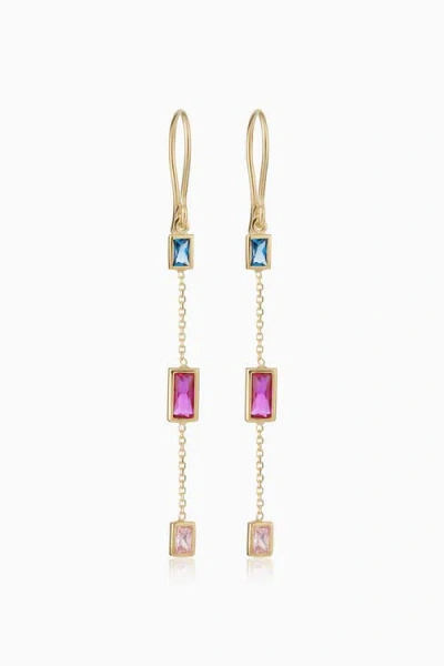 Oradina Women's 14k Yellow Gold Fresco Station Earrings