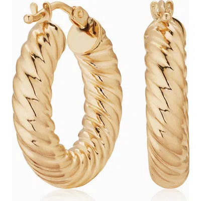 Oradina Women's 14k Yellow Gold Goddess Bold Hoops