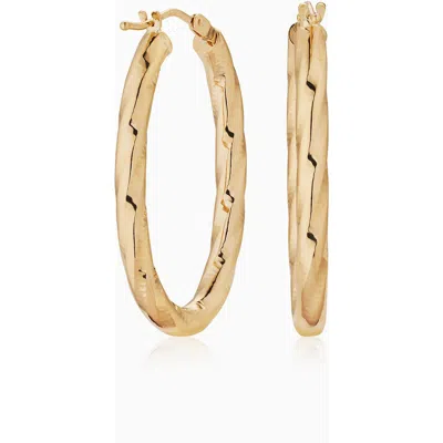 Oradina Women's 14k Yellow Gold Goddess Oval Hoops