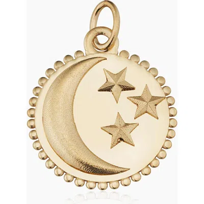 Oradina 14k Yellow Gold Goodnight Moon Medallion Pendant Charm