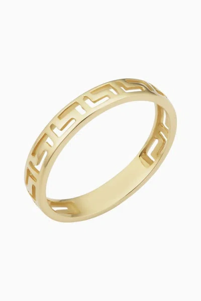 Oradina 14k Yellow Gold Greek Key Band Ring
