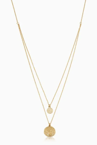 Oradina 14k Yellow Gold Greek Medallion Layered Necklace