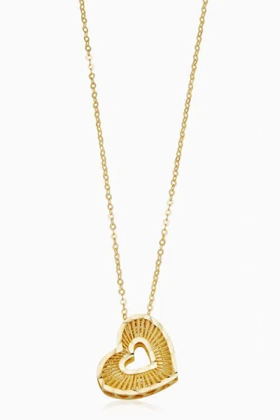 Oradina 14k Yellow Gold Icon Heart Pendant Necklace