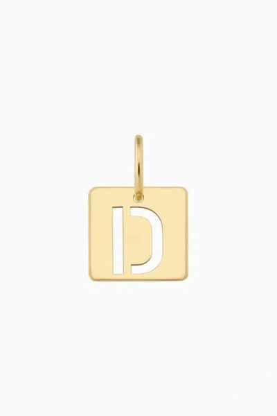 Oradina 14k Yellow Gold Initial Tile Pendant Charm
