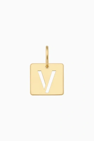 Oradina 14k Yellow Gold Initial Tile Pendant Charm