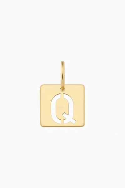 Oradina 14k Yellow Gold Initial Tile Pendant Charm