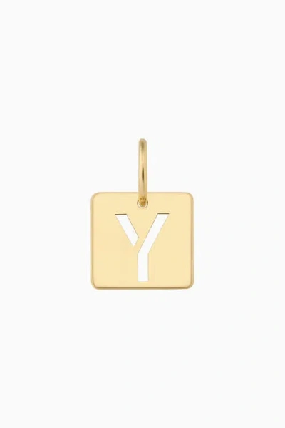 Oradina 14k Yellow Gold Initial Tile Pendant Charm