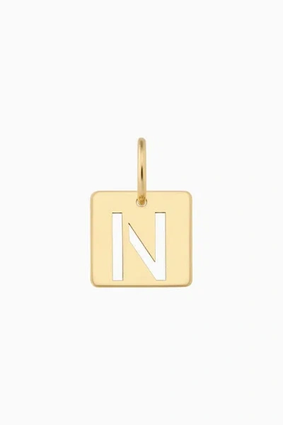 Oradina 14k Yellow Gold Initial Tile Pendant Charm