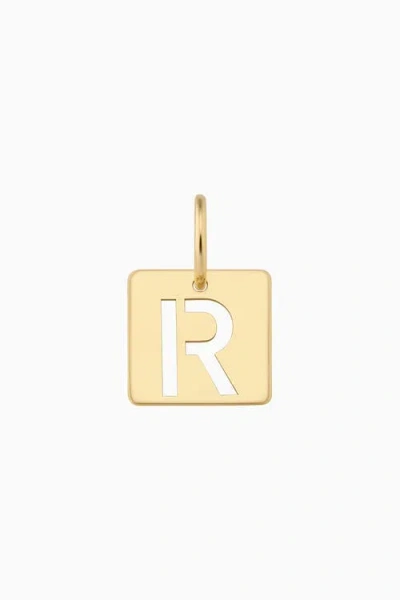 Oradina 14k Yellow Gold Initial Tile Pendant Charm