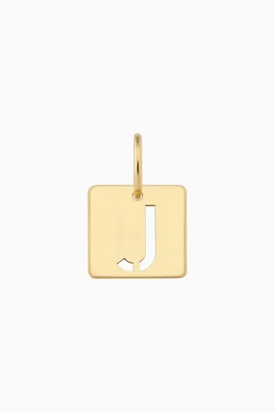 Oradina 14k Yellow Gold Initial Tile Pendant Charm