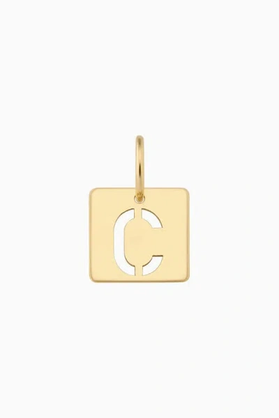 Oradina 14k Yellow Gold Initial Tile Pendant Charm