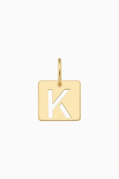 Oradina 14k Yellow Gold Initial Tile Pendant Charm