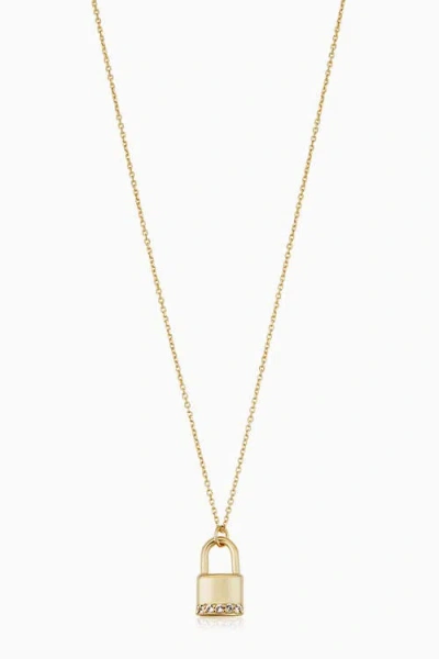Oradina 14k Yellow Gold Lexington Lock Pendant Necklace