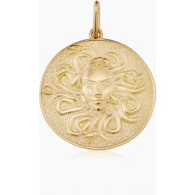 Oradina 14k Yellow Gold Medusa Medallion Pendant Charm