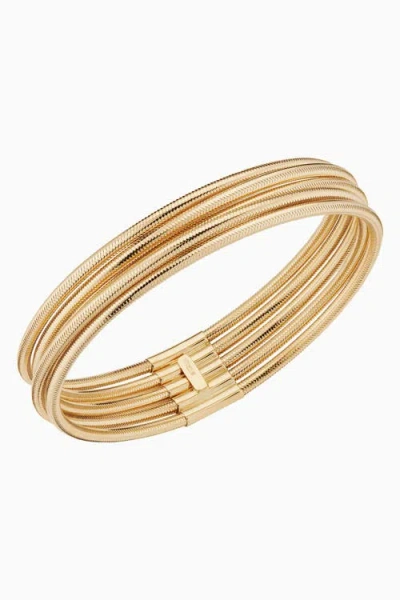 Oradina 14k Yellow Gold Mesh Glamour Power Stack Bracelet