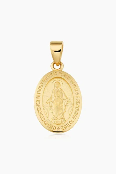 Oradina 14k Yellow Gold Miraculous Medal Pendant Charm