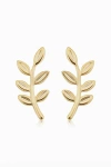 Oradina Women's 14k Yellow Solid Gold Peace And Love Studs In Yellow Gold
