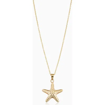 Oradina Women's 14k Yellow Gold Queen Starfish Pendant Necklace