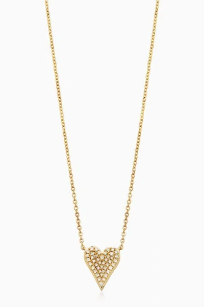 Oradina 14k Yellow Gold Radiant Diamond Heart Pendant Necklace