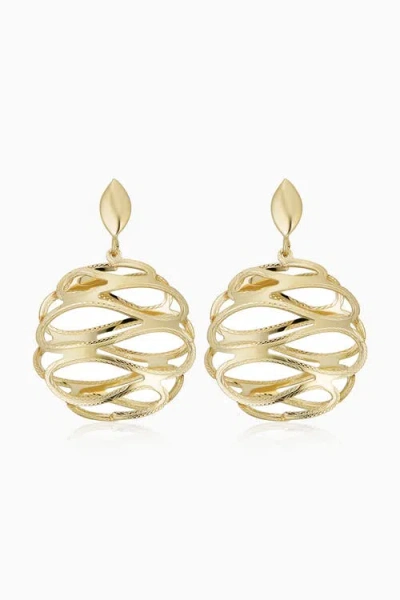 Oradina Women's 14k Yellow Gold Twirl Me Drop Earrings